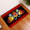 BlueJose Flaming Rooster Crossed Pistons Doormat – Hot Rod Garage Red Flame Door Mat