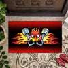 BlueJose Flaming Rooster Crossed Pistons Doormat – Hot Rod Garage Red Flame Door Mat