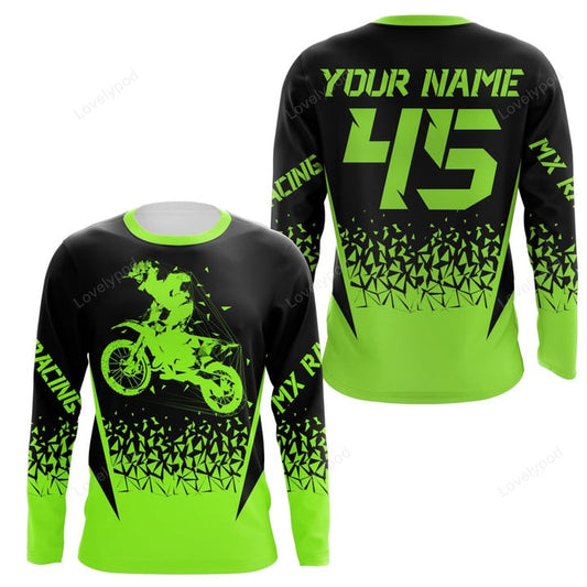 BlueJose Â Personalized Motocross Green Dirt Bike Riders Off-Road Motorcycle 3D Shirt