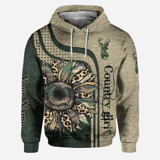BlueJose Country Girl, Personalized Hunting All Over Shirt, Personalized 3D Hoodie For Hunting Lover