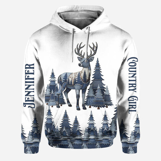 BlueJose Country Girl, Personalized Hunting All Over Shirt, Personalized 3D Hoodie For Hunting Lover