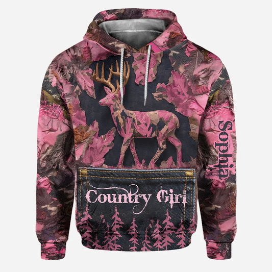 BlueJose Country Girl, Personalized Hunting All Over Shirt, Personalized 3D Hoodie For Hunting Lover