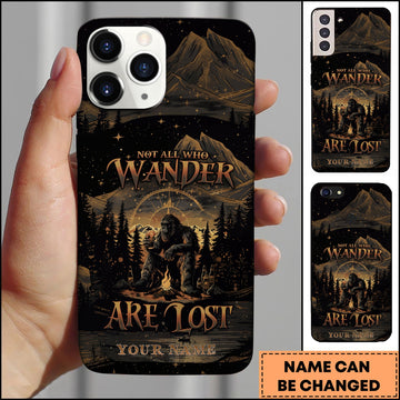 BlueJose Artist Hunting - Not All Who Wander Are Lost Bigfoot Mountain Night Personalized Name Phone Case