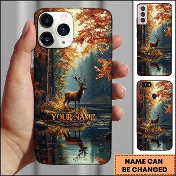BlueJose Artist Hunting Deer Lake Autumn Reflection Sunset Personalized Name Phone Case