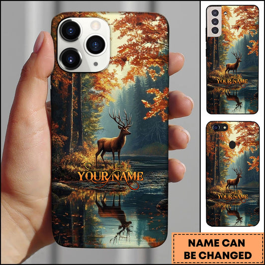 BlueJose Artist Hunting Deer Lake Autumn Reflection Sunset Personalized Name Phone Case