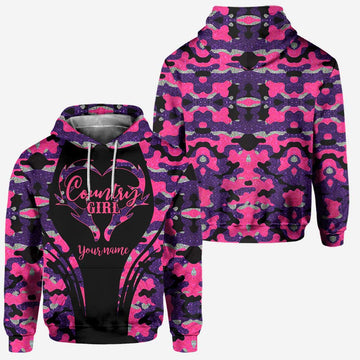 BlueJose Country Girl, Personalized Hunting All Over Shirt, Personalized 3D Hoodie For Hunting Lover