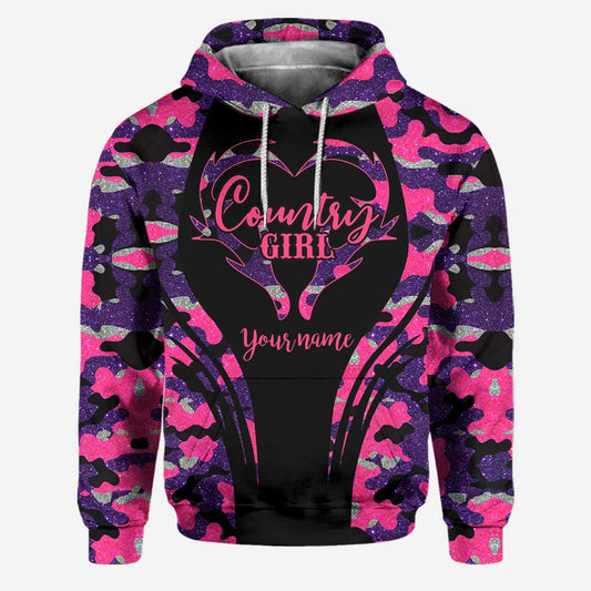 BlueJose Country Girl, Personalized Hunting All Over Shirt, Personalized 3D Hoodie For Hunting Lover