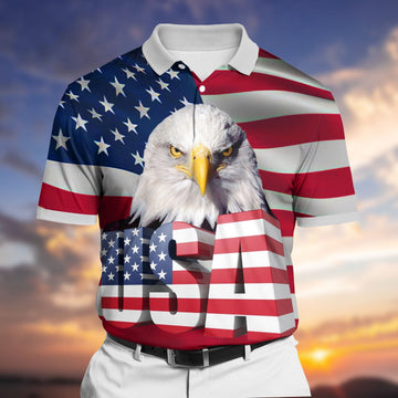 BlueJose Premium Patriotic 3D Polo All Over Printed