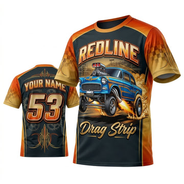 BlueJose Personalized Car Classic Muscle Car 3D T-Shirt – Redline Yellow Orange Classic Speed Shop