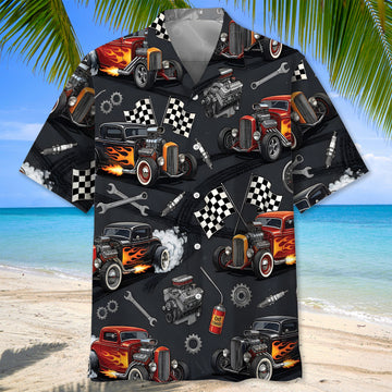 BlueJose Retro Hot Rod Hawaiian Shirt