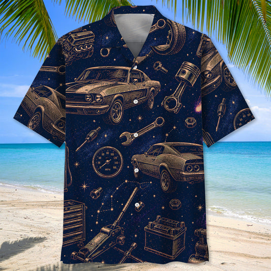 Bluejose Cosmic Garage Classic Muscle Car Hawaiian Shirt