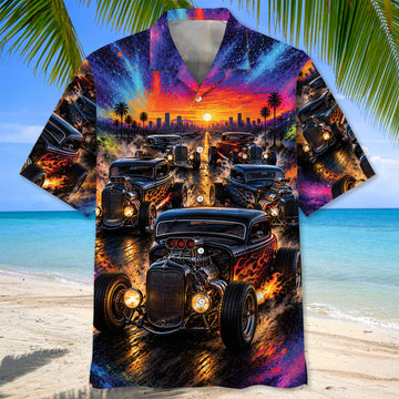 BlueJose Color Blast Hot Rod Hawaiian Shirt