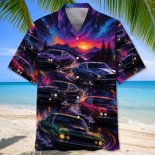 Bluejose Color Blast Muscle Car Hawaiian Shirt