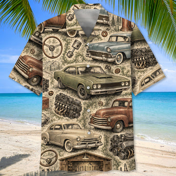 Bluejose Classic Car Vintage Hawaiian Shirt