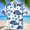 BlueJose Hot Rod Funny Blue Hibiscus Hawaiian Shirt
