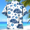 BlueJose Hot Rod Funny Blue Hibiscus Hawaiian Shirt