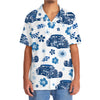 BlueJose Hot Rod Funny Blue Hibiscus Hawaiian Shirt