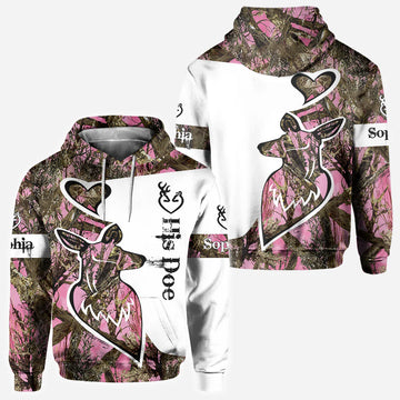 BlueJose Her Buck His Doe, Personalized Hunting All Over Shirt, Personalized 3D Hoodie For Hunting Lover