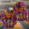 BlueJose Bowling And Pins Graffiti Colorful Bunny Customized Name, Team Name Shirt (4 Colors)