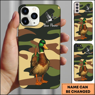 BlueJose Artist Hunting Mallard Duck Flying Camo Green Personalized Name Phone Case