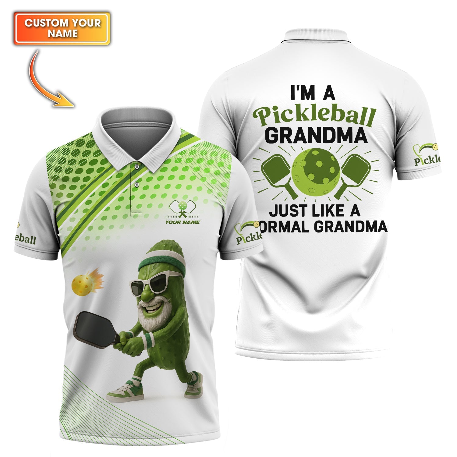 I’m A Pickleball Grandma Shirt, Funny Pickleball Polos, Custom Pickleball Shirts For Men's