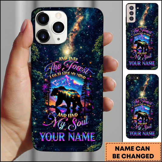 BlueJose Artist Hunting - Into The Forest Bear Galaxy Starry Night Personalized Name Phone Case