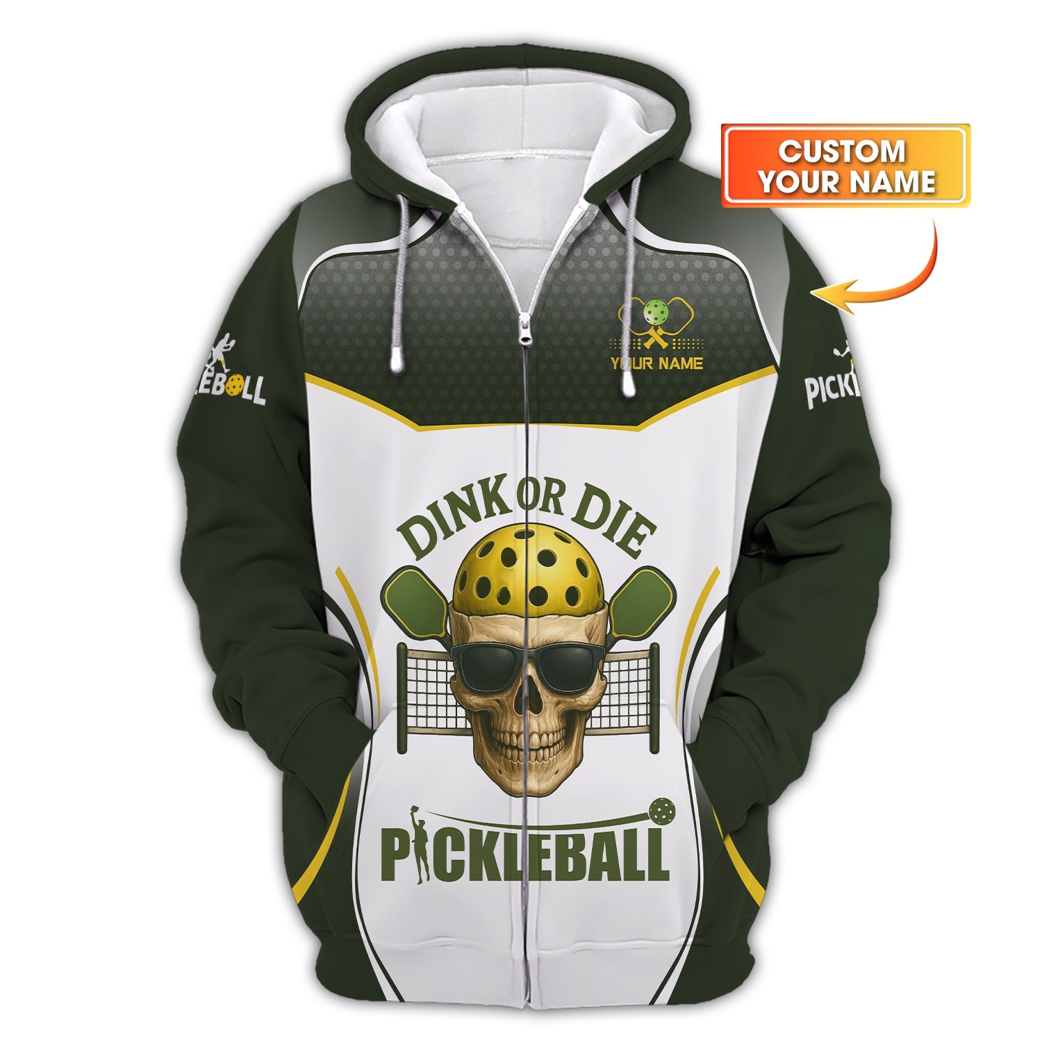 DINK OR DIE Pickleball Shirt – Custom Name Skull Design for Hardcore Players