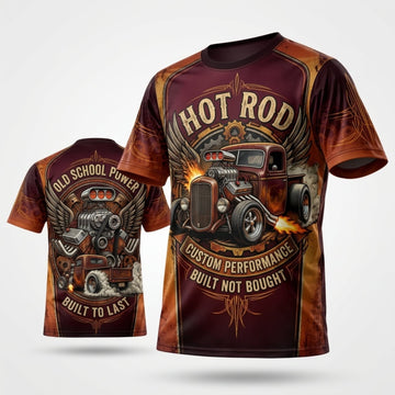 BlueJose Personalized Car Classic Muscle Car 3D T-Shirt – Hot Rod Burgundy Copper Vintage Custom