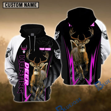 BlueJose Deer Hunting Gradient Pink Pattern Custom Name Shirt 3D All Over Printed Clothes