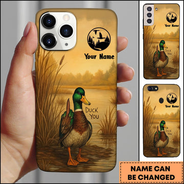 BlueJose Artist Hunting Duck You Mallard Lake Sunset Circle Logo Personalized Name Phone Case