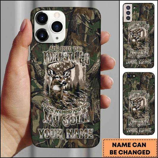 BlueJose Artist Hunting - Into The Forest Deer Realistic Camo Personalized Name Phone Case