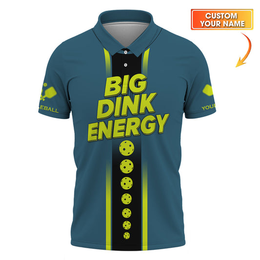 Big Dink Energy Pickleball Shirt, Funny Pickleball Polos, Custom Name Pickleball Shirt