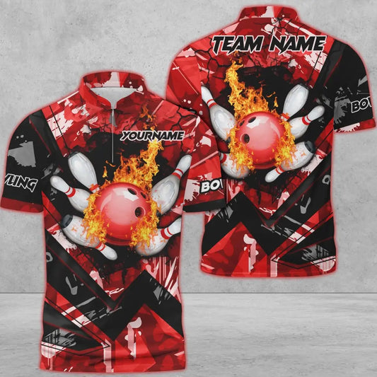 BlueJose Bowling And Pins Abstract Grunge Texture Multicolor Personalized Name, Team Name 3D Shirt
