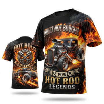 BlueJose Personalized Car Classic Muscle Car 3D T-Shirt – Hot Rod Legends Black Gold Vintage Racing