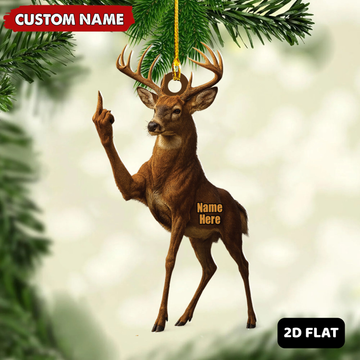 BlueJose Personalized Funny Deer Buck Fukin' Finger Hunting Acrylic Christmas Ornament And Keychain Custom Gift For Hunters 2D Flat