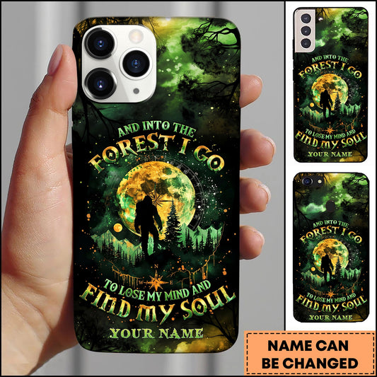 BlueJose Artist Hunting - Into The Forest Hiker Silhouette Green Galaxy Personalized Name Phone Case