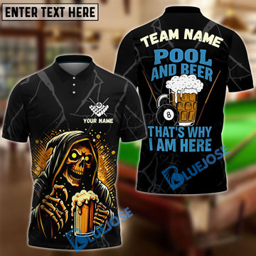 BlueJose Billiards Ball 8 Grim Reaper Beer Customized Name, Team Name 3D Shirt