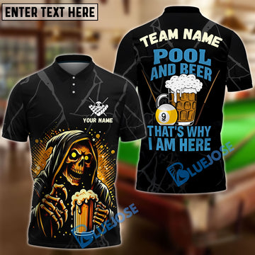 BlueJose Billiards Ball 9 Grim Reaper Beer Customized Name, Team Name 3D Shirt