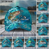 BlueJose Fishing Aqua Camouflage Lace Up Personalized Name Classic 3D Cap (13 Breeds)