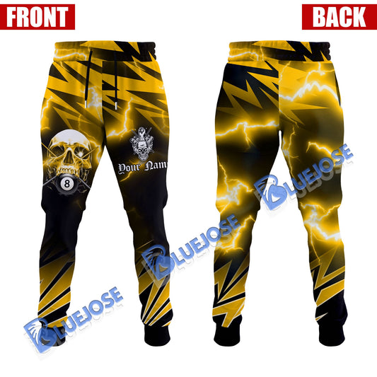 BlueJose Billiards Ball 8 Deadly Thunder Skull Sweatpants 3D Jogger (6 Colors)