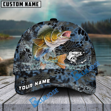 Bluejose Walleye Fishing Blue Kryptek Camo Personalized Cap