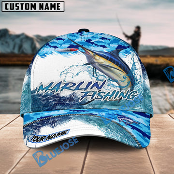 Bluejose Marlin Fishing Blue Water Camo Personalized Cap