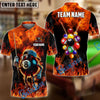 BlueJose Billiards Funny Fire 8 Ball Personalized Name & Team Name Shirt (4 Colors)