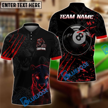 BlueJose Billiards Ball 8 Leopard Panther Personalized Name & Team Name Shirt (4 Colors)