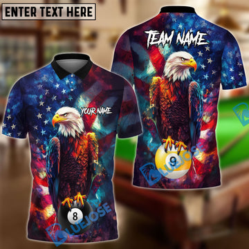 BlueJoses Billiards Ball 8 & 9 Eagle US Flag Customized Name, Team Name 3D Shirt