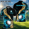 BlueJose Golf Golden Ball Fire Customized Name, Team Name 3D Shirts (6 Colors)