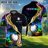 BlueJose Golf Golden Ball Fire Customized Name, Team Name 3D Shirts (6 Colors)