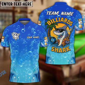 BlueJose Billiards Ball 8 Funny Cartoon Shark, Bubble Design Personalized Name Shirt (4 Colors)