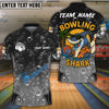 BlueJose Bowling And Pins Funny Cartoon Shark, Bubble Design Customized Name 3D Shirt (4 Colors)