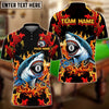 BlueJose Billiards Ball 8 Pool Flame Shark Personalized Name Shirt (4 Colors)